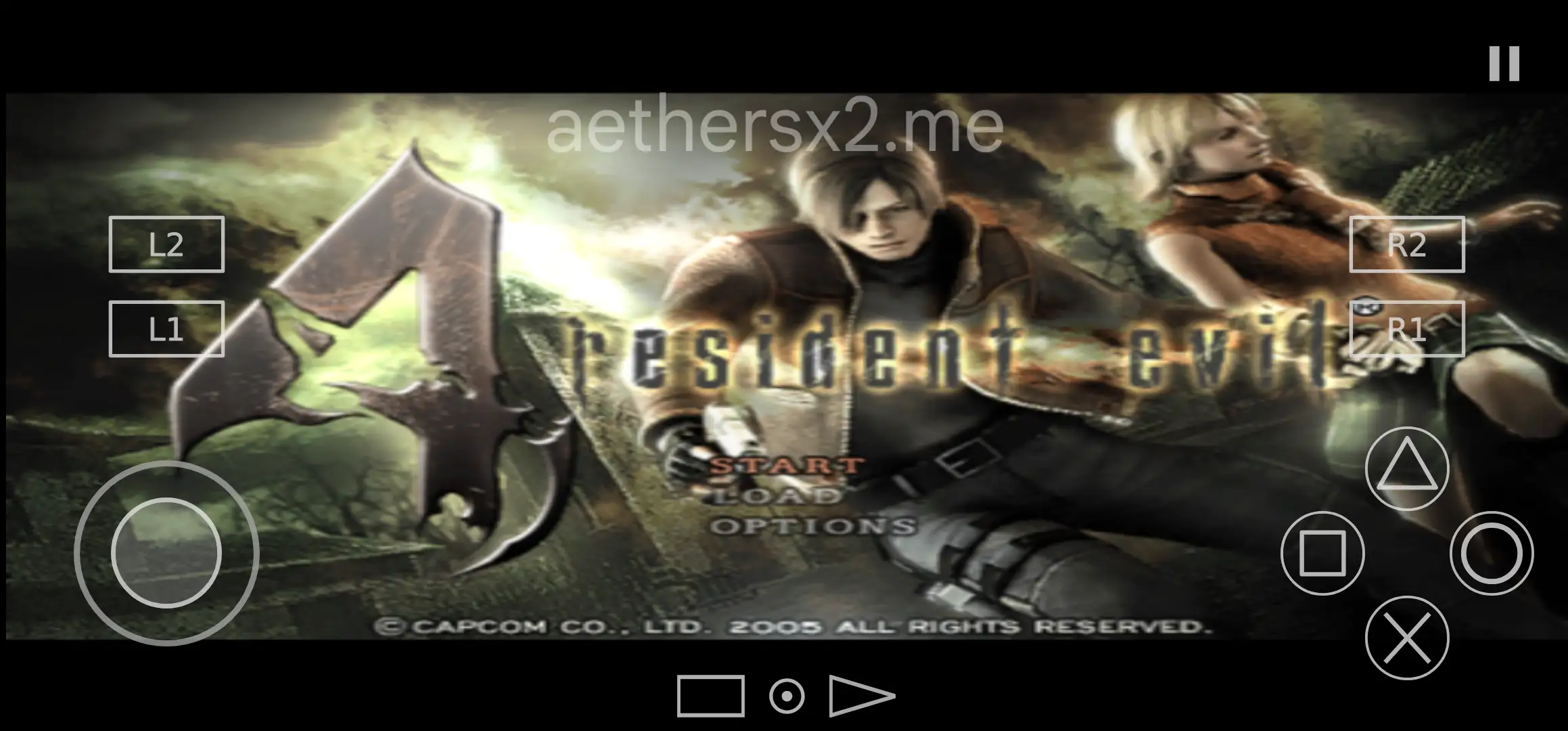 Resident Evil 4 main view in aethersx2